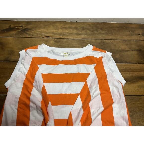 Anthropologie Maeve Tie Front Wrap Tee Size Small Orange and White Stripes - Picture 3 of 9